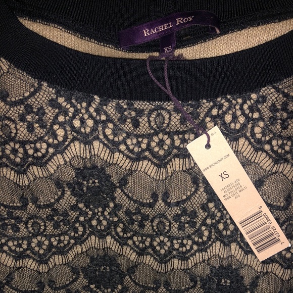 Rachel Roy NWT XS Lace Effect Sweater Blouse - Picture 4 of 7